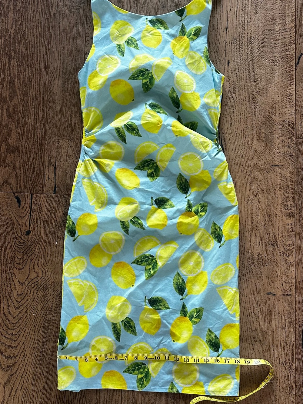 Hidden Lillium-Sleeveless Verona Light Blue Lemon Print Midi Dress - Picture 11 of 12